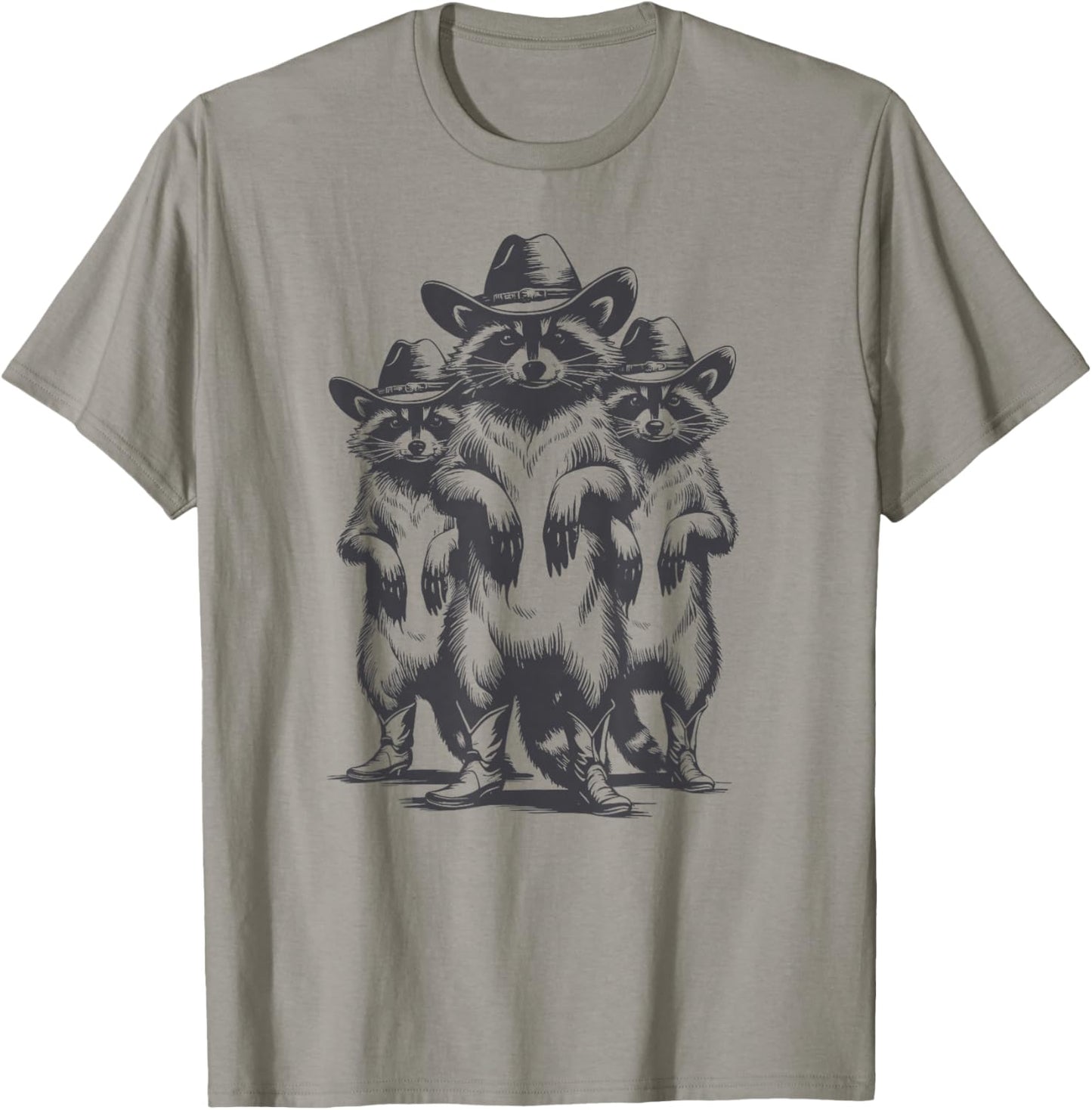 Vintage Racoon Trash Panda Cowboy Western Country Cowgirl T-Shirt - T-Shirt | Sand