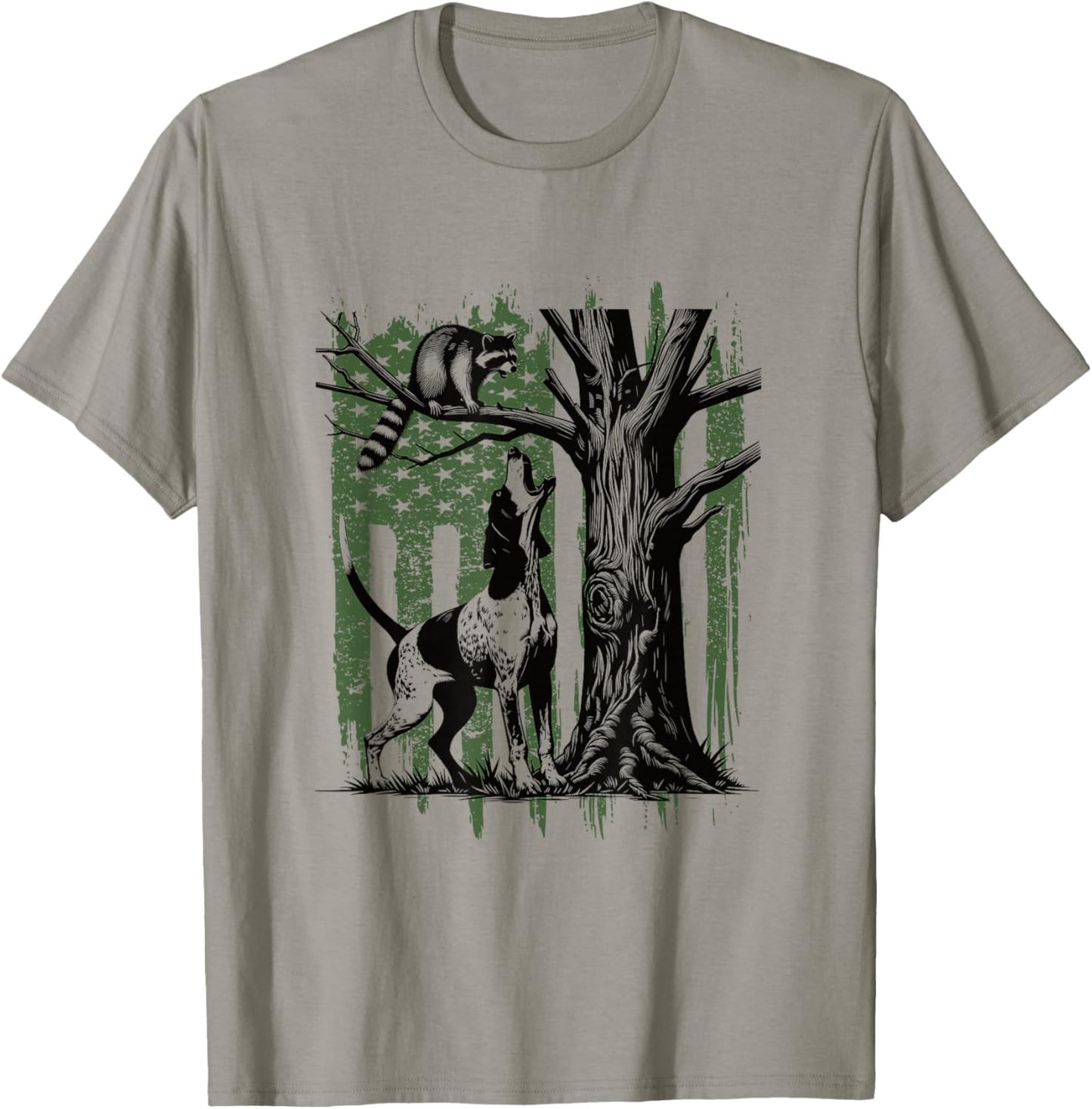 Patriotic Coon Hunting Dog American Flag T-Shirt - T-Shirt | Sand