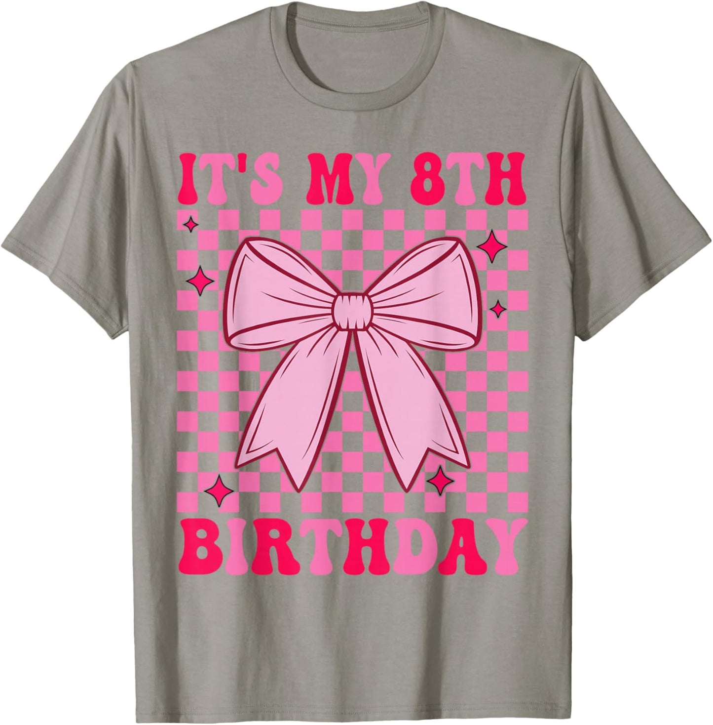 8th Coquette Themed Birthday Eight Year Old Girl Bow T-Shirt - T-Shirt | Sand
