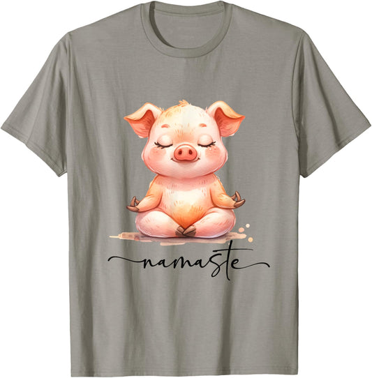 Cute Pig Yoga Colorful Meditation Zen Namaste T-Shirt - T-Shirt | Sand