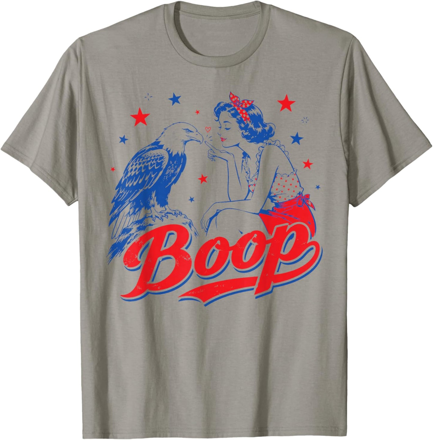 Funny Hand Boop Nose Girl Eagle Funny Patriotic 4th of July T-Shirt - T-Shirt | Sand