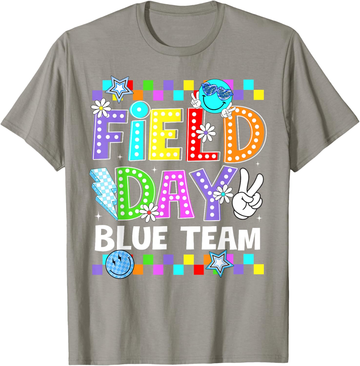 Field Day Blue Team Lightning Peace Sign Men Women Kid T-Shirt - T-Shirt | Sand