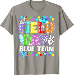 Field Day Blue Team Lightning Peace Sign Men Women Kid T-Shirt - T-Shirt | Sand