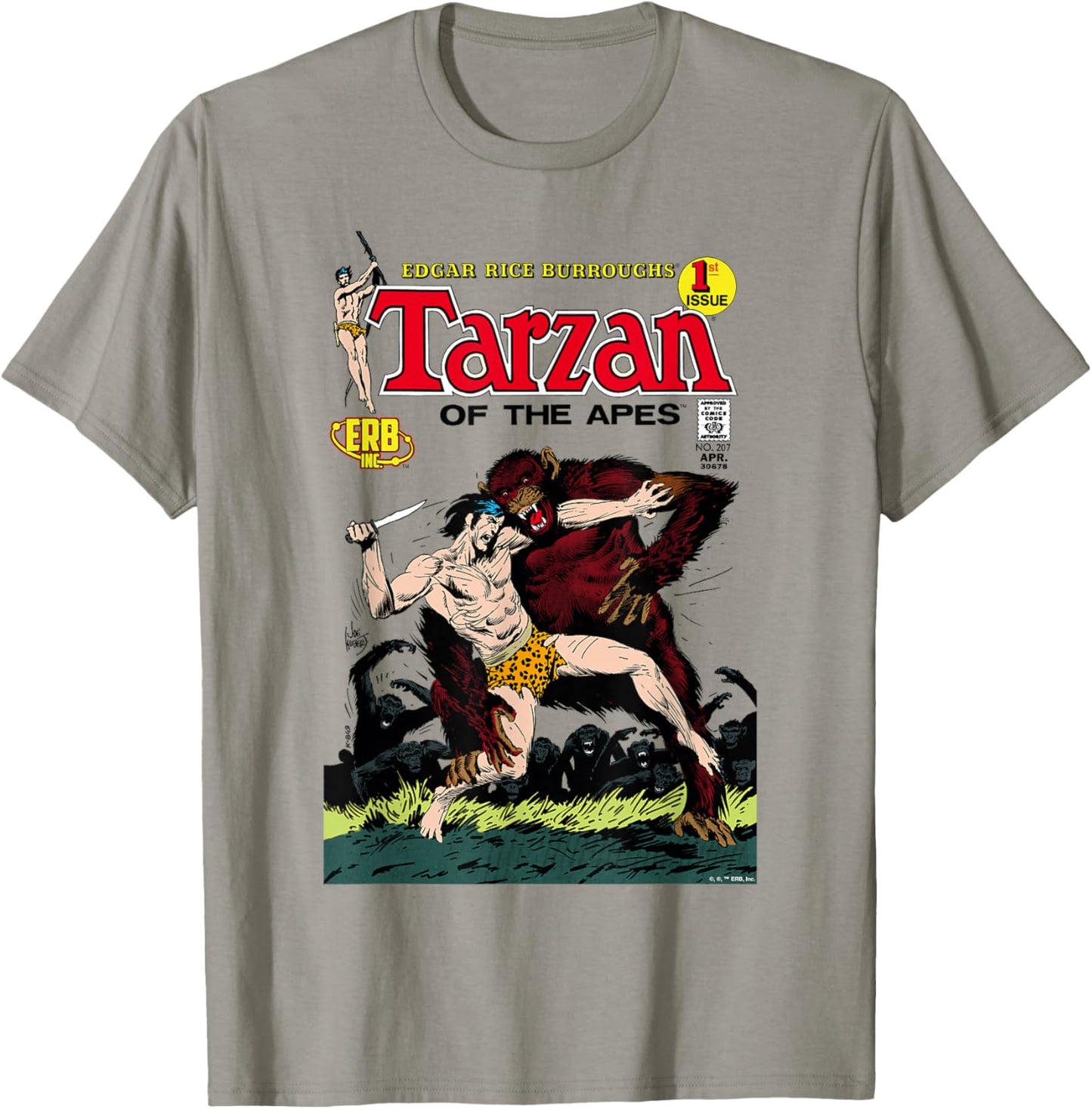 Tarzan Of The Apes Fight Comic Book Cover Art T-Shirt - T-Shirt | Sand