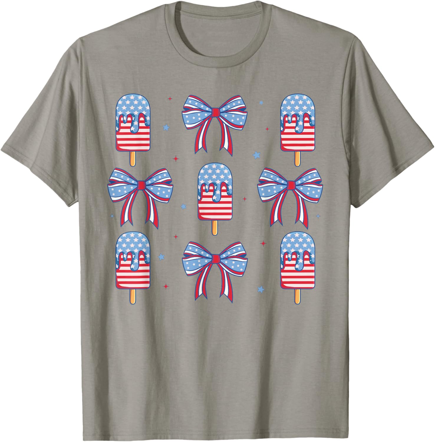 4th of July Cute Popsicle Bows Patriotic Women Kids T-Shirt - T-Shirt | Sand