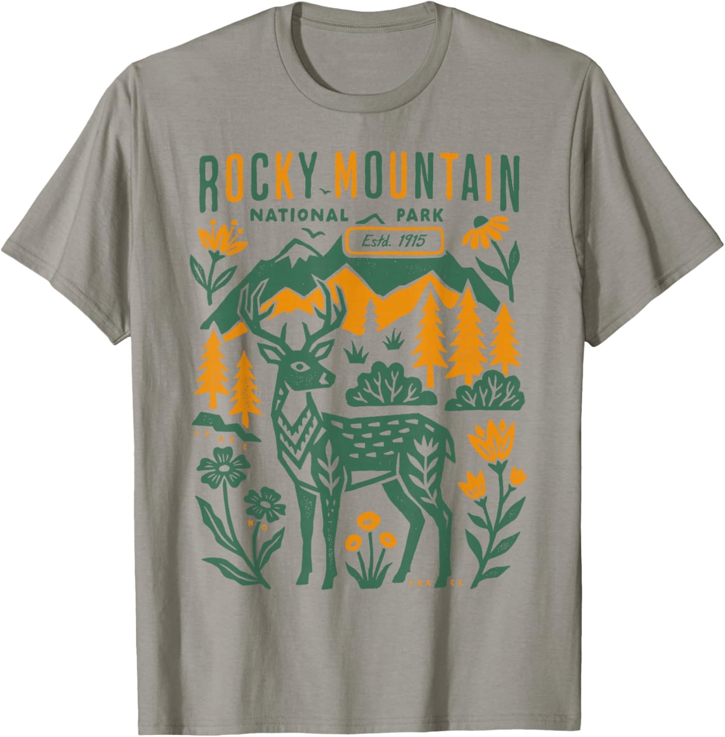 Rocky Mountains Park Rustic Folk Art Women Men Kids T-Shirt - T-Shirt | Sand