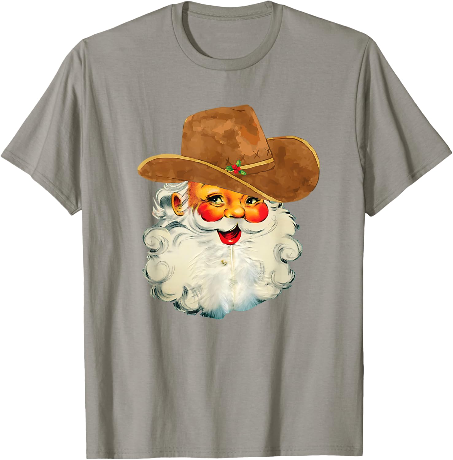 Santa Cowboy Western Christmas Xmas Holiday Pajamas T-Shirt - T-Shirt | Sand