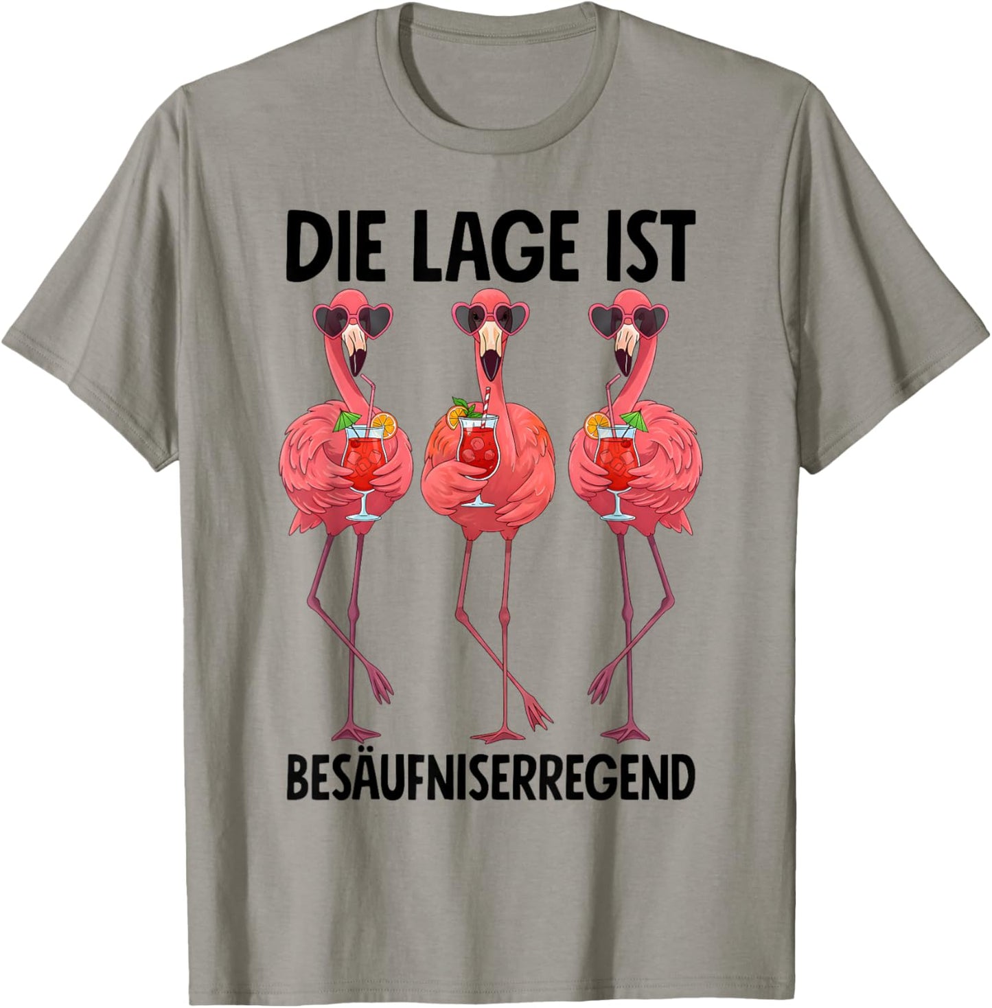 with Flamingos Motif, White, S T-Shirt - T-Shirt | Sand