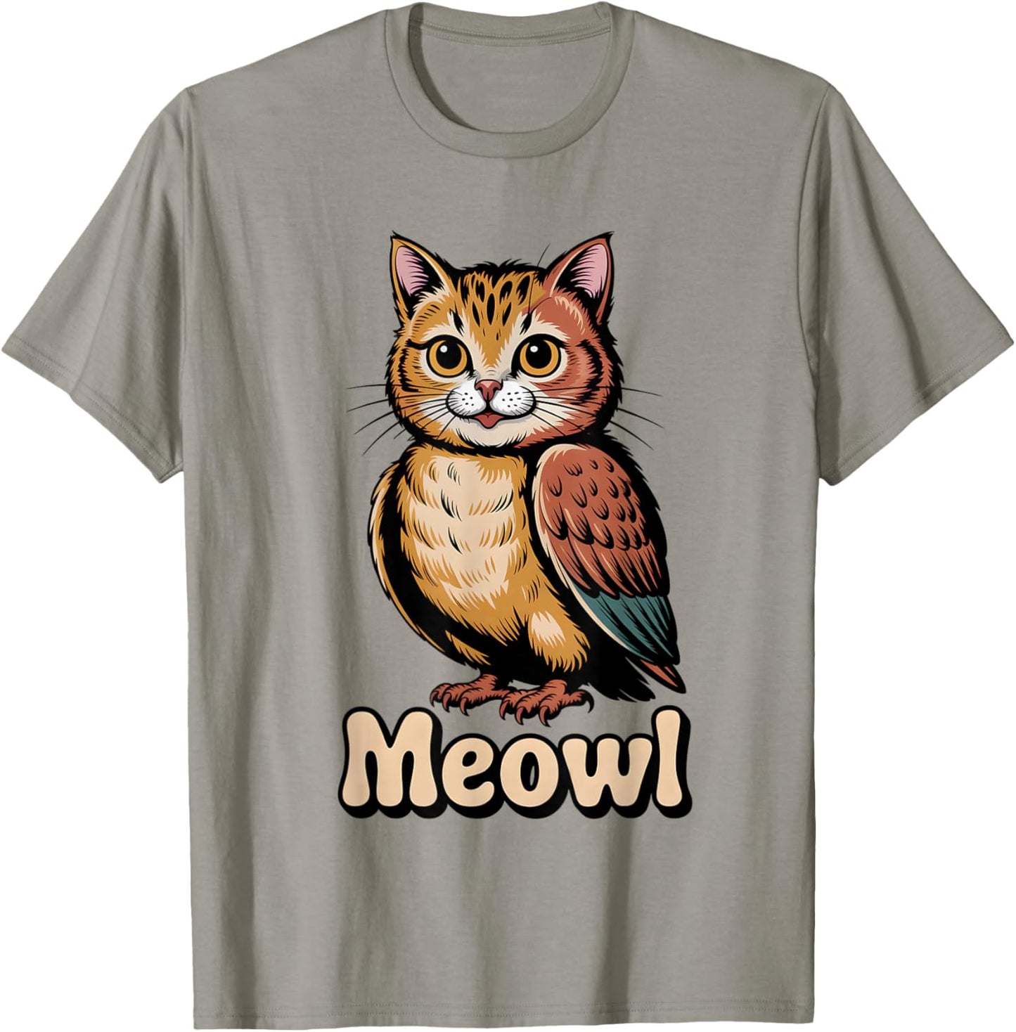 Meowl Cat Owl Hybrid Meme Gen Alpha T-Shirt - T-Shirt | Sand