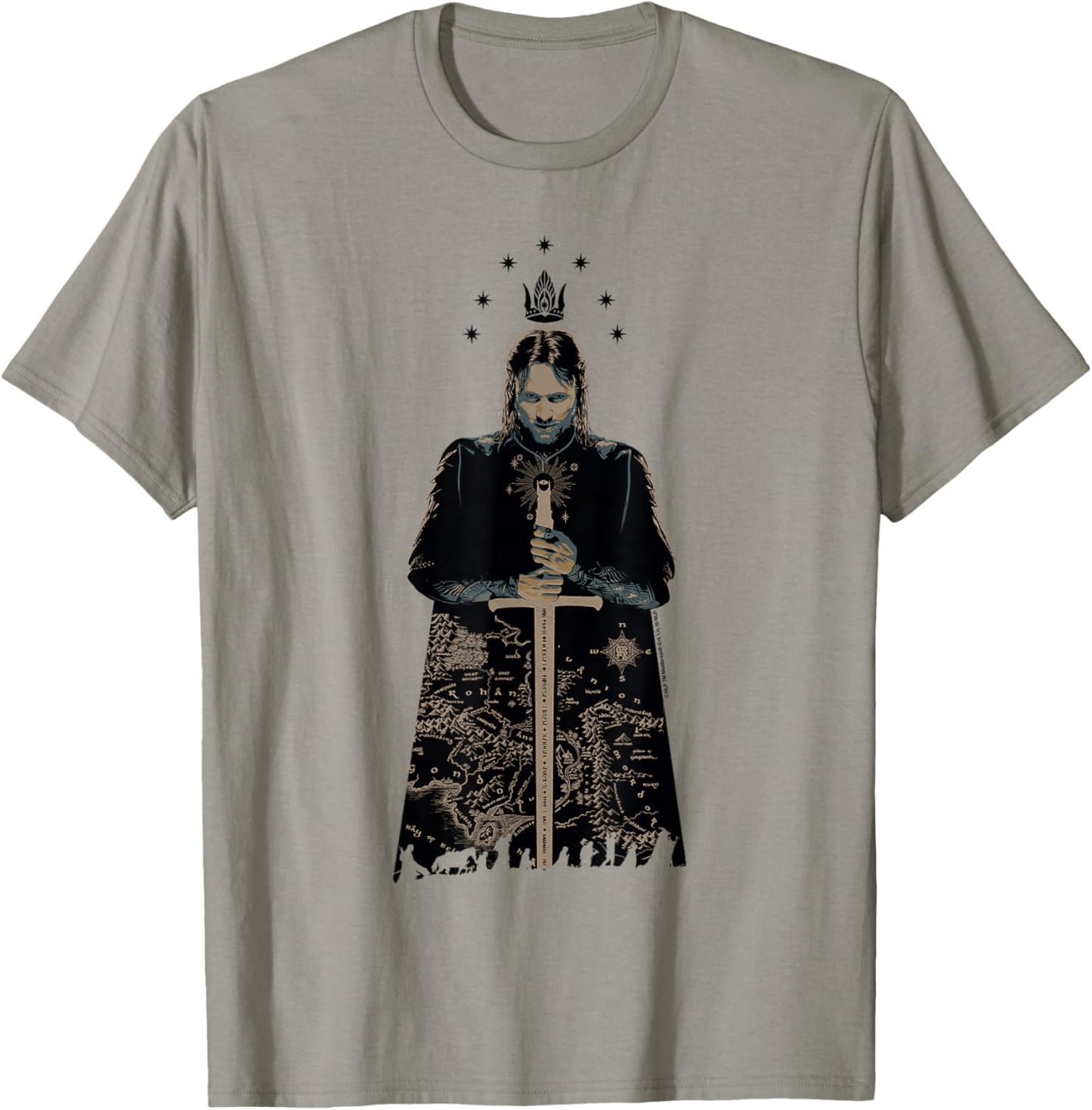 The Lord of the Rings King Aragorn Middle Earth Map T-Shirt - T-Shirt | Sand