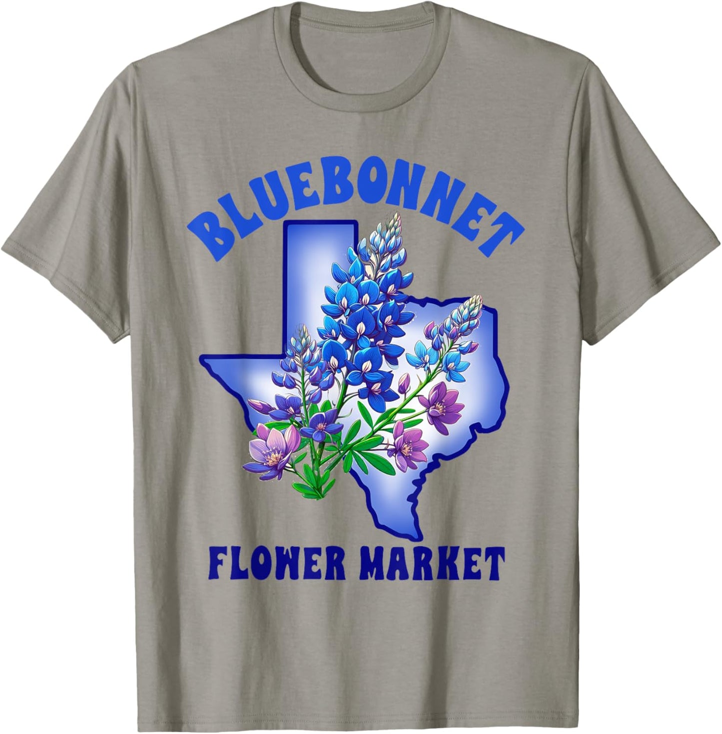 Texas State Texas Hometown Travel Bluebonnet Flowers Market T-Shirt - T-Shirt | Sand