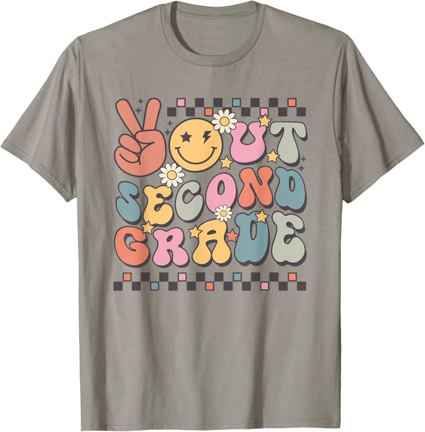 Last Day Of 2nd Grade Smile Face Peace Out Second Grade T-Shirt - T-Shirt | Sand