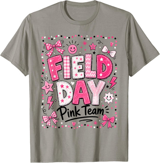 Field Day Pink Team Funny for Kids Teacher Field Day Games T-Shirt - T-Shirt | Sand