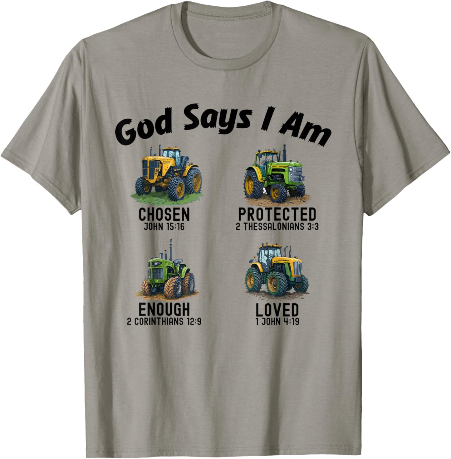 God Says I Am Tractor Truck Toddler Kids Farm Bible Verse T-Shirt - T-Shirt | Sand