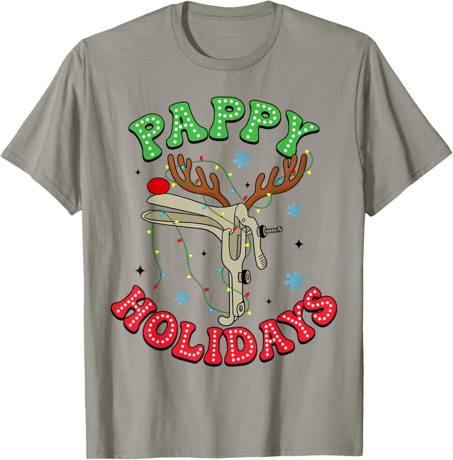 Pappy Holiday Reindeer Speculum Nurse Gynecologist Christmas T-Shirt - T-Shirt | Sand