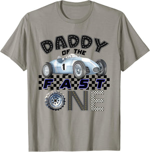 Daddy of The Fast One Birthday 1st Race Car Family T-Shirt - T-Shirt | Sand