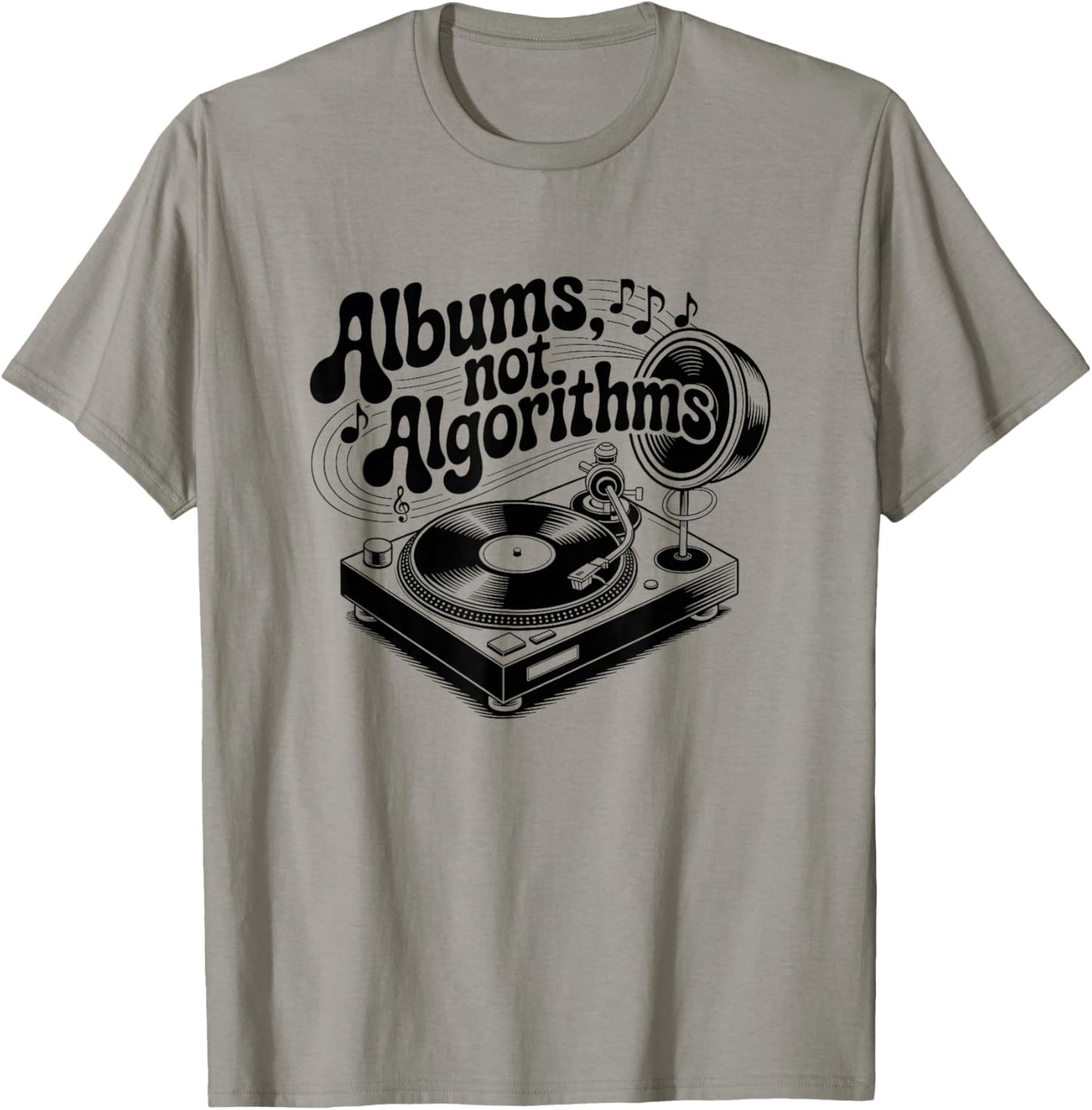 Albums Not Algorithms Retro Music Statement T-Shirt - T-Shirt | Sand