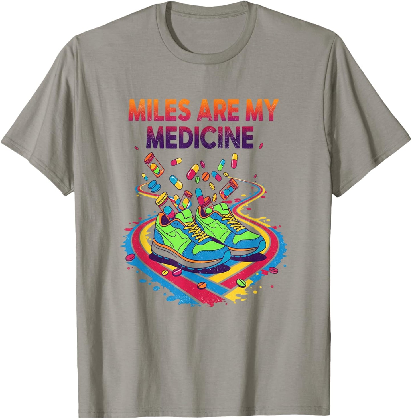Miles are My Medicine Wellness Running Mindful Movement T-Shirt - T-Shirt | Sand