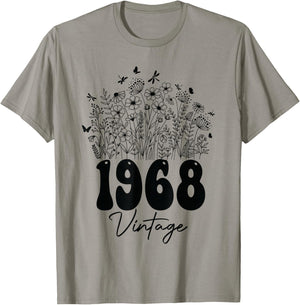 57 Years Old Vintage 1968 57th Women Birthday Wildflower T-Shirt - T-Shirt | Sand