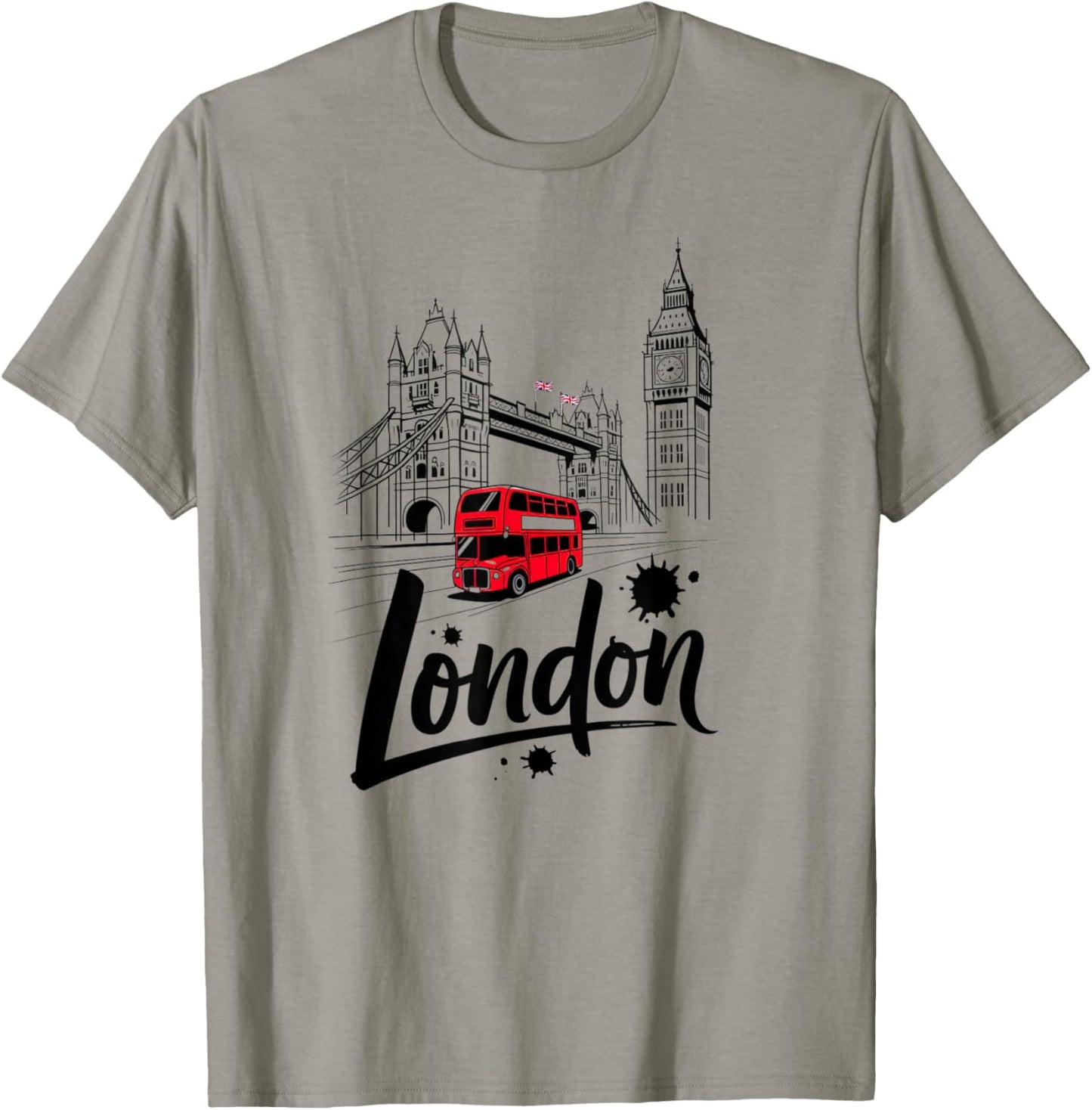 Rotes mit Motiv „London Bus Tower Bridge“, Britisches Souvenir T-Shirt - T-Shirt | Sand