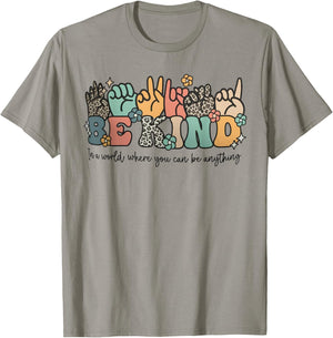 ASL Be Kind Sign Language Deaf Awareness T-Shirt - T-Shirt | Sand