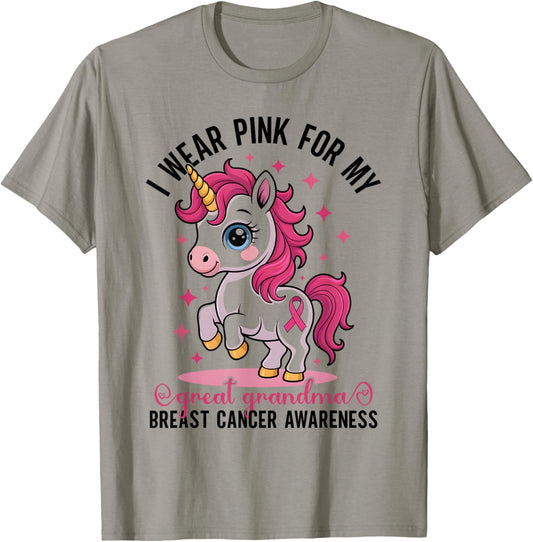 I Wear Pink for My Great Grandma Breast Cancer Awareness T-Shirt - T-Shirt | Sand