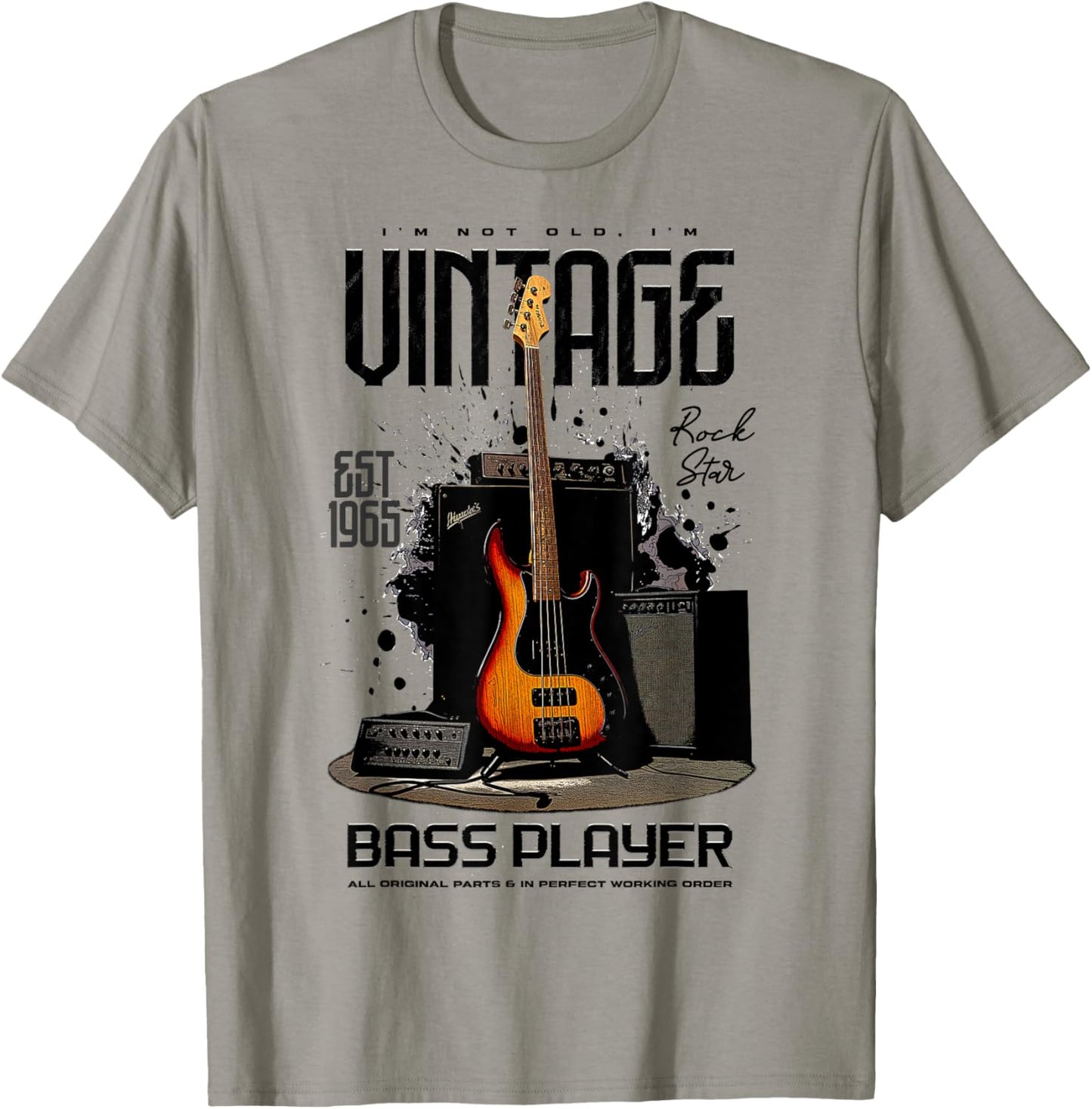I'm Not Old I'm Vintage Retro 1965 Bass Guitar Player T-Shirt - T-Shirt | Sand