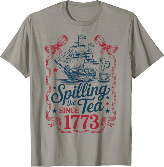 Spilling The Tea Since 1773 Vintage Us History T-Shirt - T-Shirt | Sand
