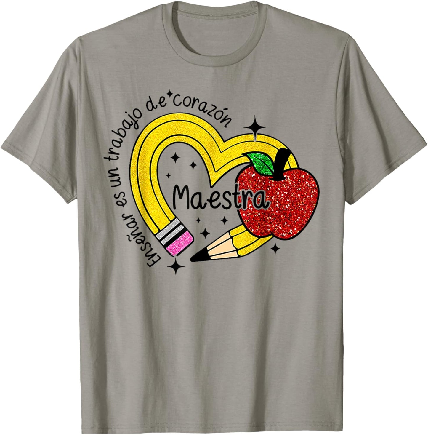 Maestra Spanish Teacher Rainbow Pencil Maestra T-Shirt - T-Shirt | Sand