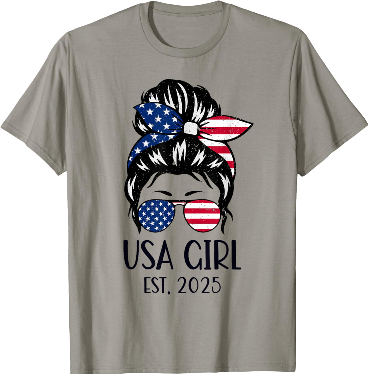 Us Citizen Est 2025 New Citizenship American USA Girl 2025 T-Shirt - T-Shirt | Sand