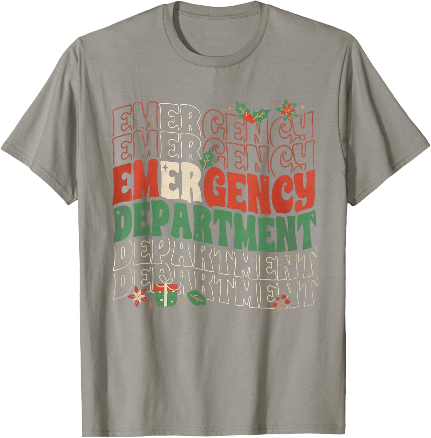 Emergency Department Christmas Holiday ER Nurse ED Nurse T-Shirt - T-Shirt | Sand