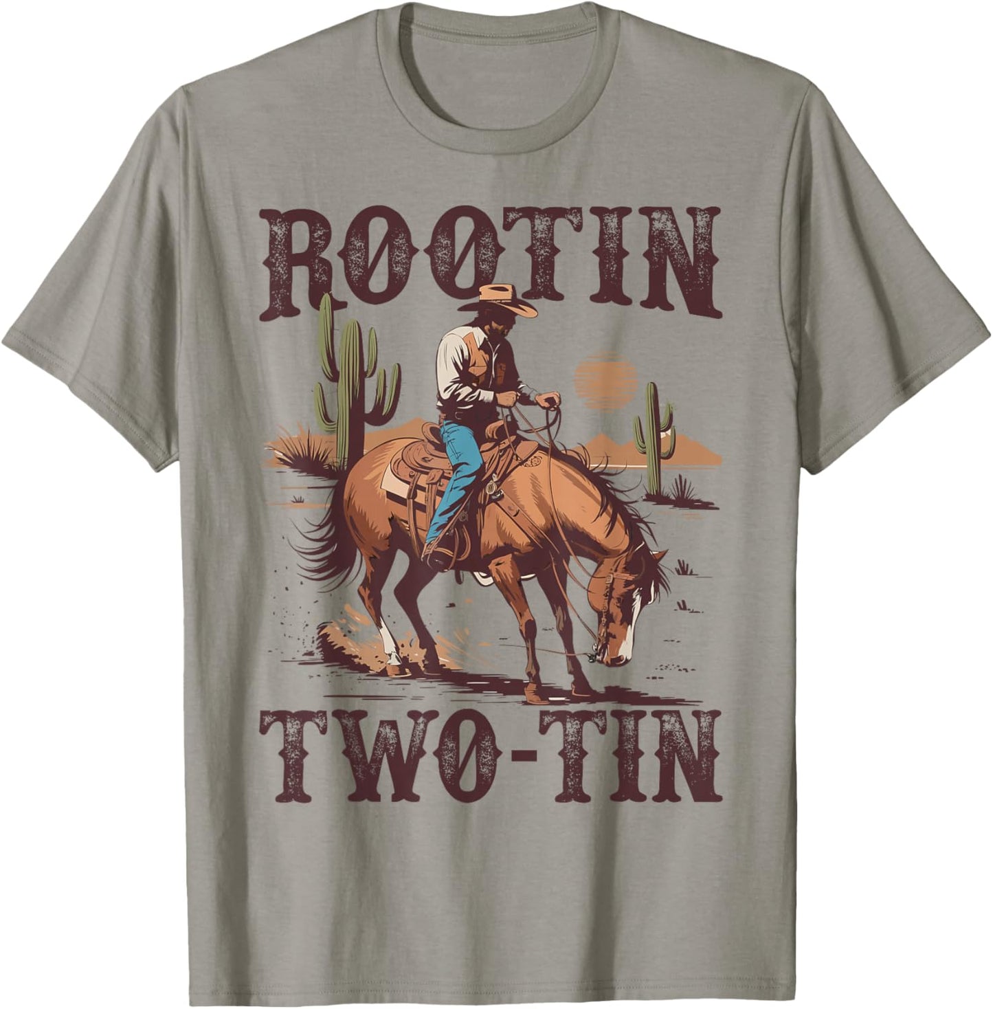 Rootin Two-tin 2nd Birthday 2 Year Old Western Cowboy Bday T-Shirt - T-Shirt | Sand