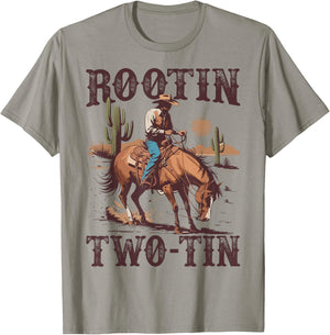 Rootin Two-tin 2nd Birthday 2 Year Old Western Cowboy Bday T-Shirt - T-Shirt | Sand