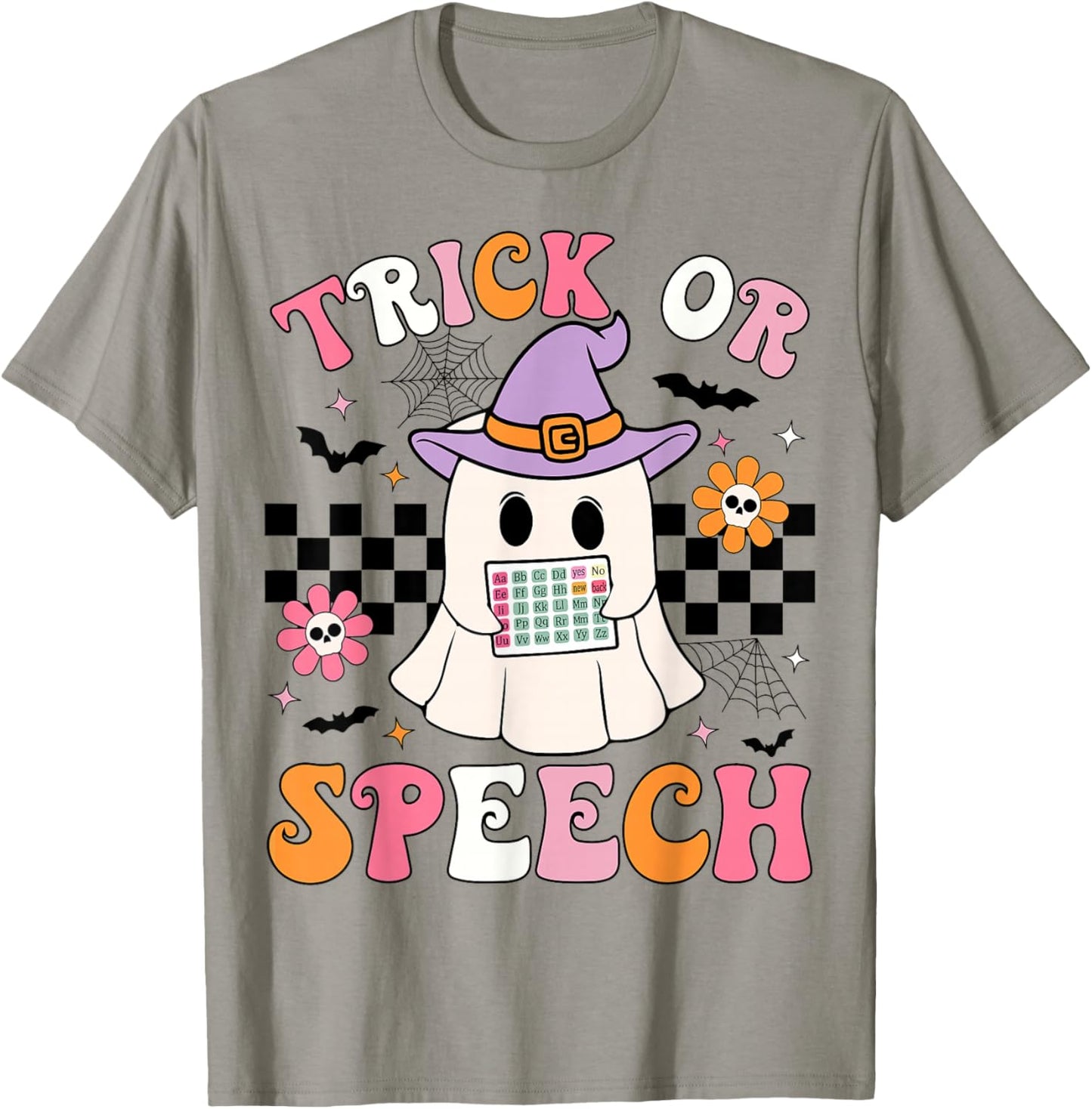 Trick or Speech Funny SLP Halloween Speech Therapy Halloween T-Shirt - T-Shirt | Sand