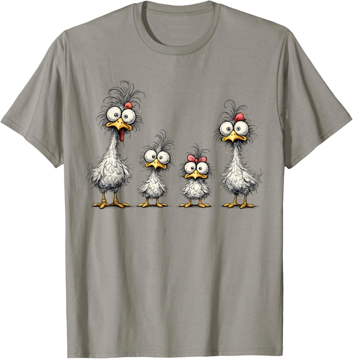Eagerlys Bunte lustige Hühner-Kunst, verrückte Hühnerfamilie T-Shirt - T-Shirt | Sand