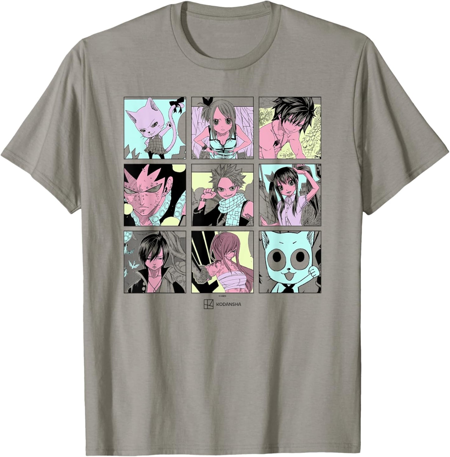 Fairy Tail Main Characters Box Up Retro Manga Panels T-Shirt - T-Shirt | Sand