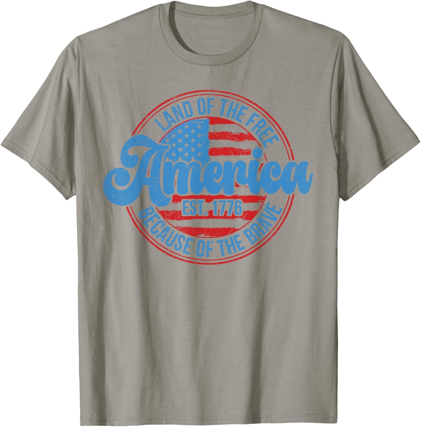 Land of the Free Because of the Brave 4th Of July USA Flag Kids Men T-Shirt - T-Shirt | Sand