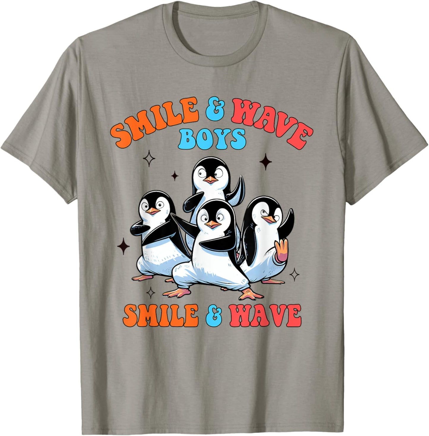 Penguin Lover Smile And Wave Boys Penguins Animal Lover T-Shirt - T-Shirt | Sand