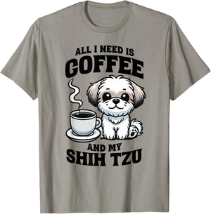All I Need Is Coffee And My Shih Tzu Dog Lover T-Shirt - T-Shirt | Sand