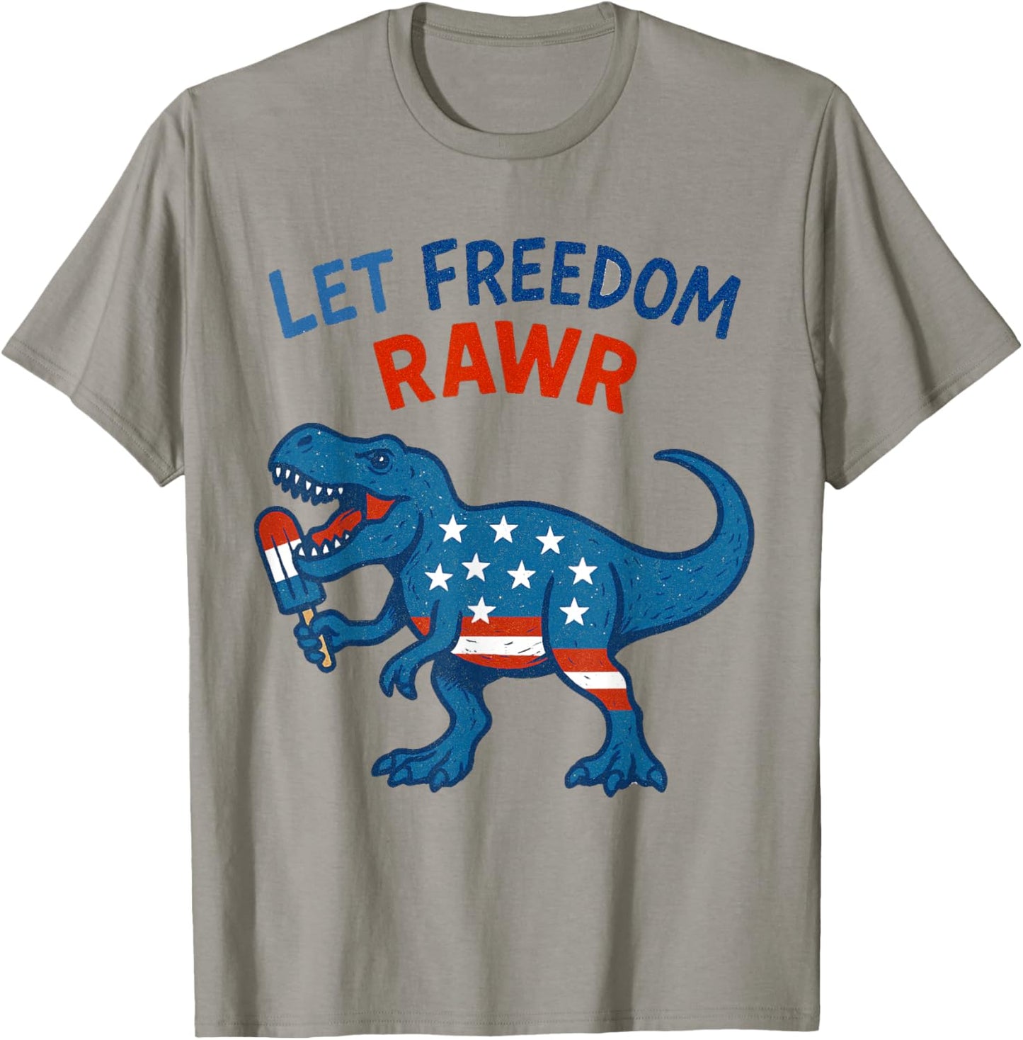 Dinosaur USA Roar TREX American Flag T-Shirt - T-Shirt | Sand