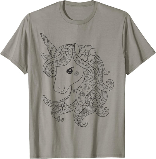 Unicorn to paint and color T-Shirt - T-Shirt | Sand