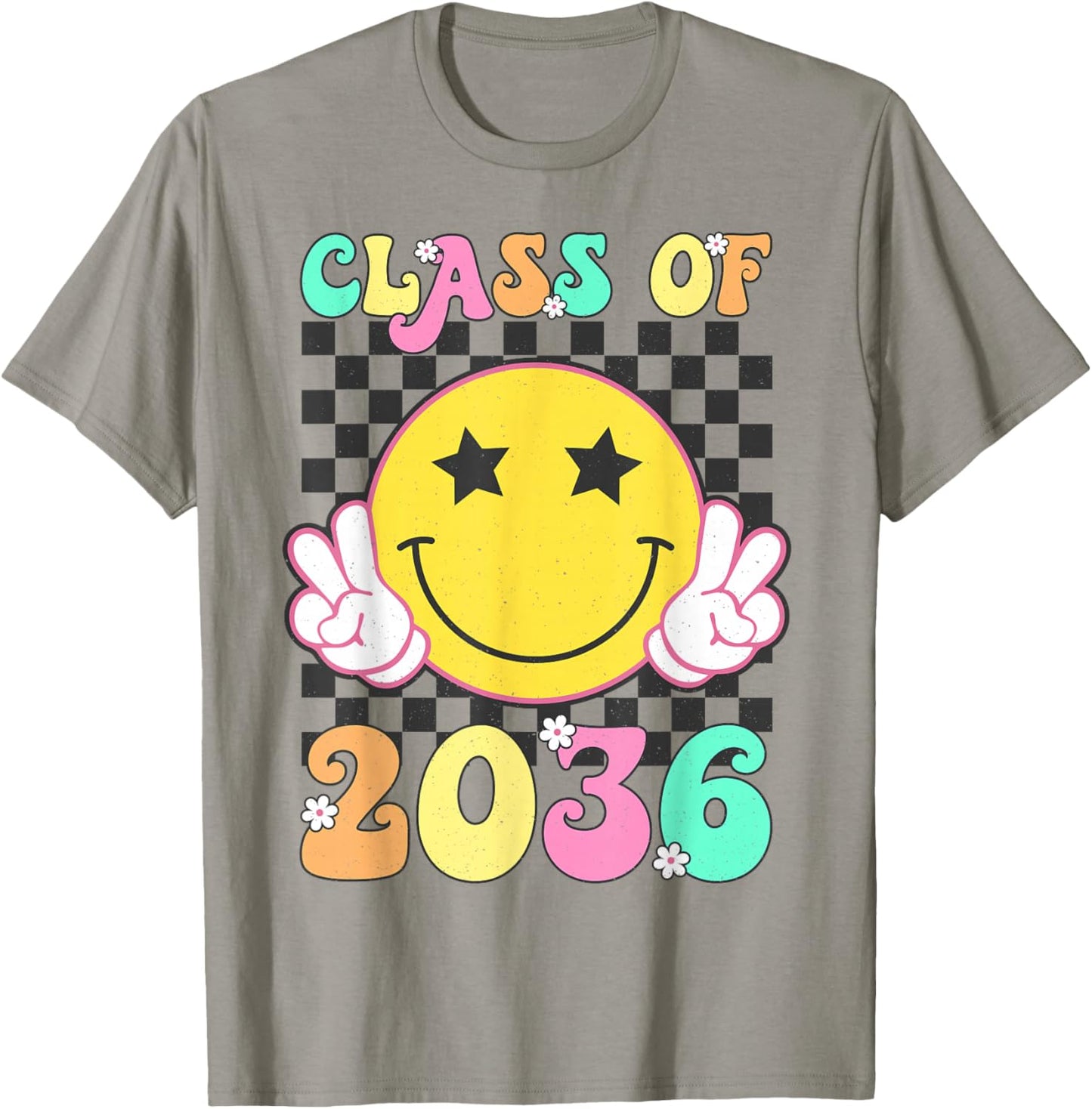 Retro Class of 2036 Grow With Me Back to School Kindergarten T-Shirt - T-Shirt | Sand