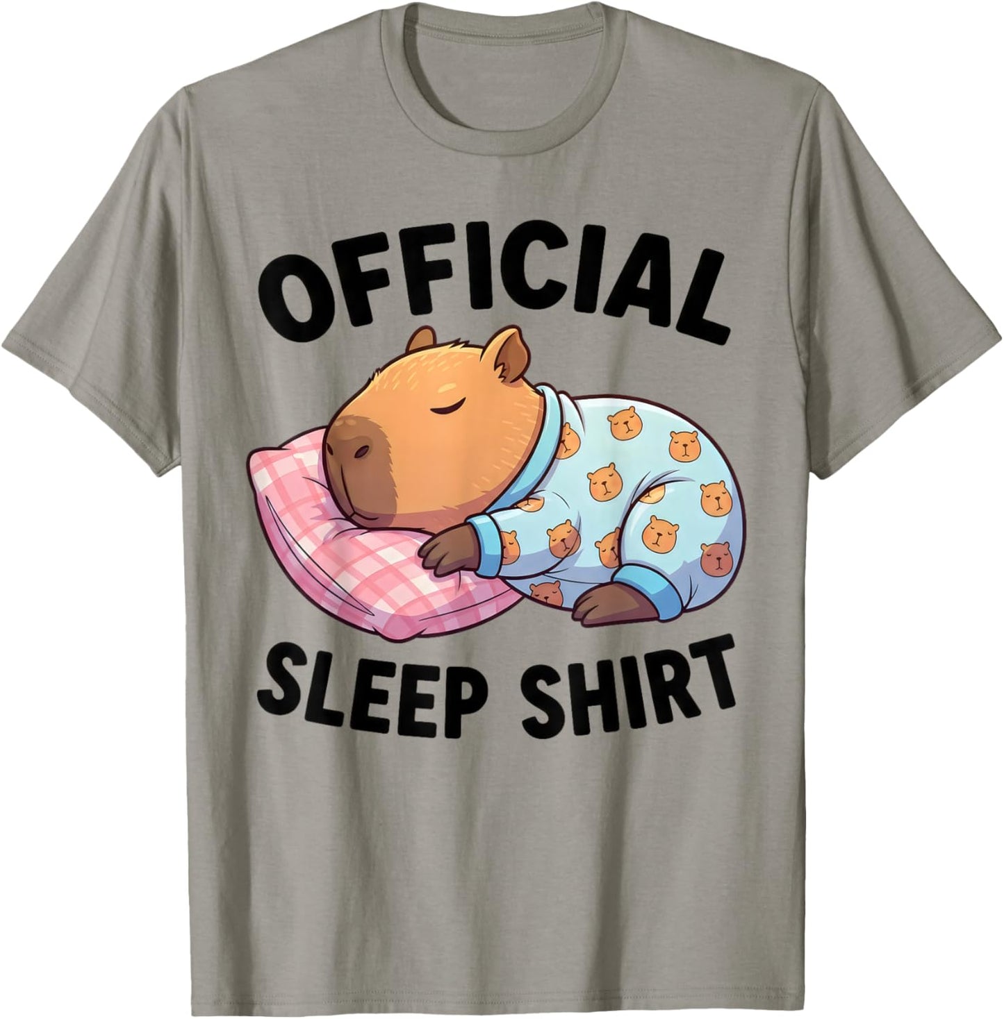 Cute Kawaii Sleeping Capybara Official Sleepshirt Nightgown T-Shirt - T-Shirt | Sand