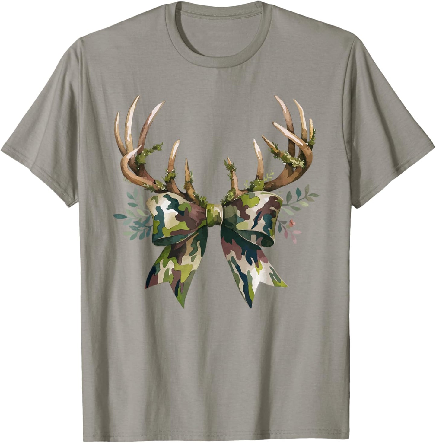 Coquette Camo Bow Camouflage Antlers Hunting Duck Women Girl T-Shirt - T-Shirt | Sand