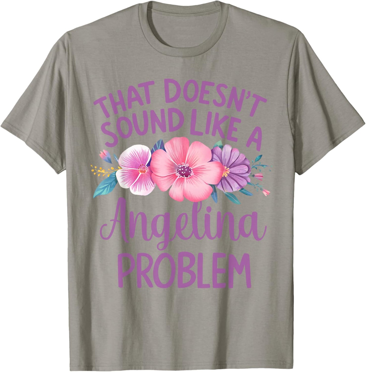 Angelina Personalized Cute Flower Girls Angelina Name T-Shirt - T-Shirt | Sand