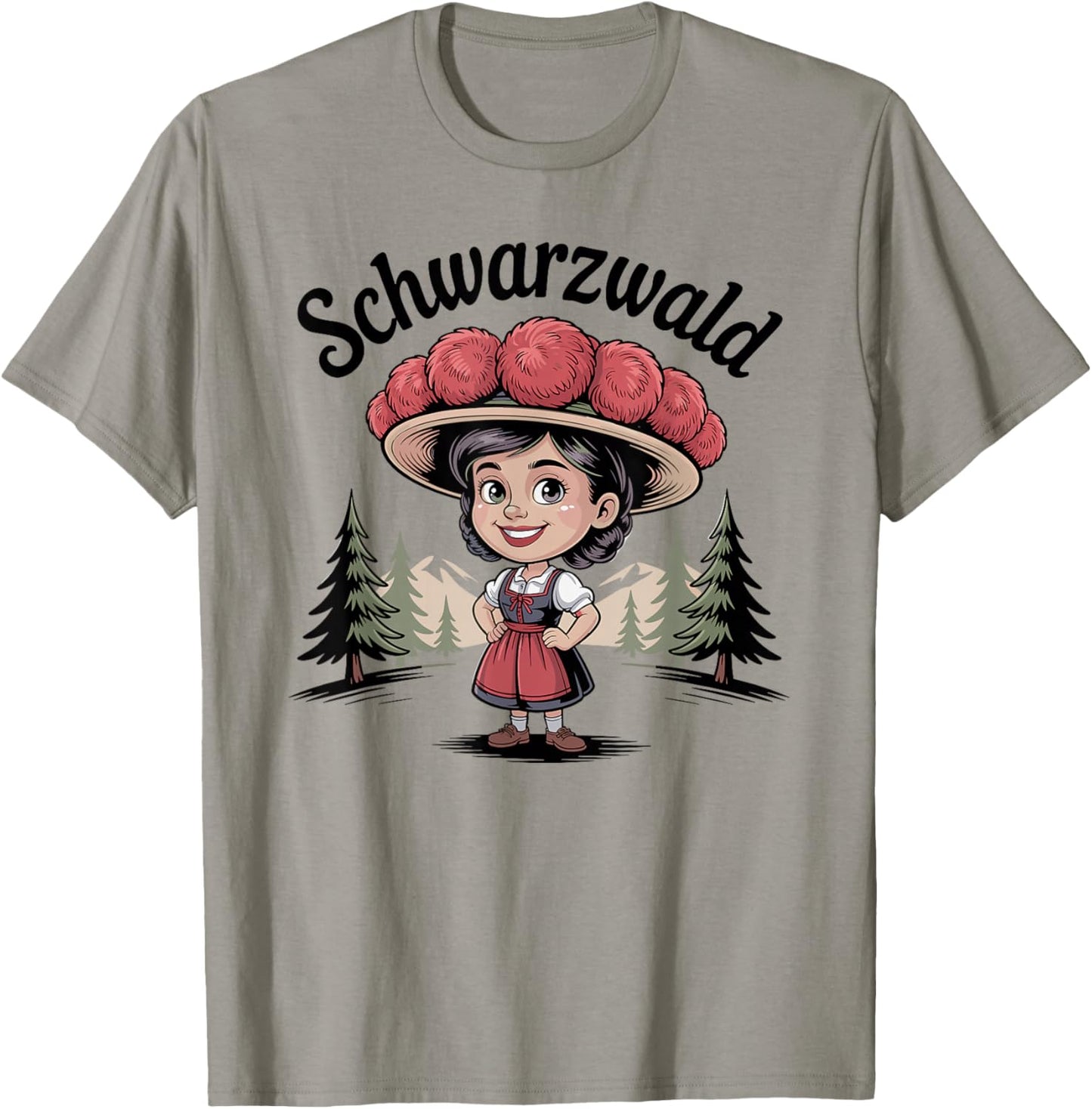 Schwarzwald Mädchen Bollenhut Berge Wald Natur T-Shirt - T-Shirt | Sand