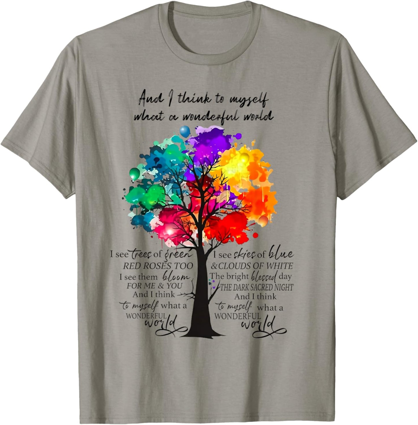 What a Wonderful World Positive Thinking Tree T-Shirt - T-Shirt | Sand