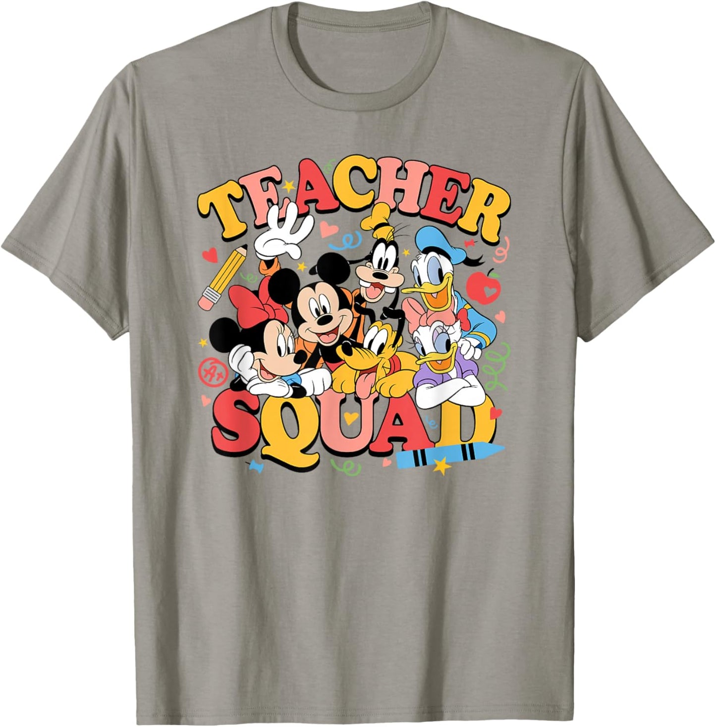 Disney Mickey and Friends Teacher Squad Cute Group Shot T-Shirt - T-Shirt | Sand