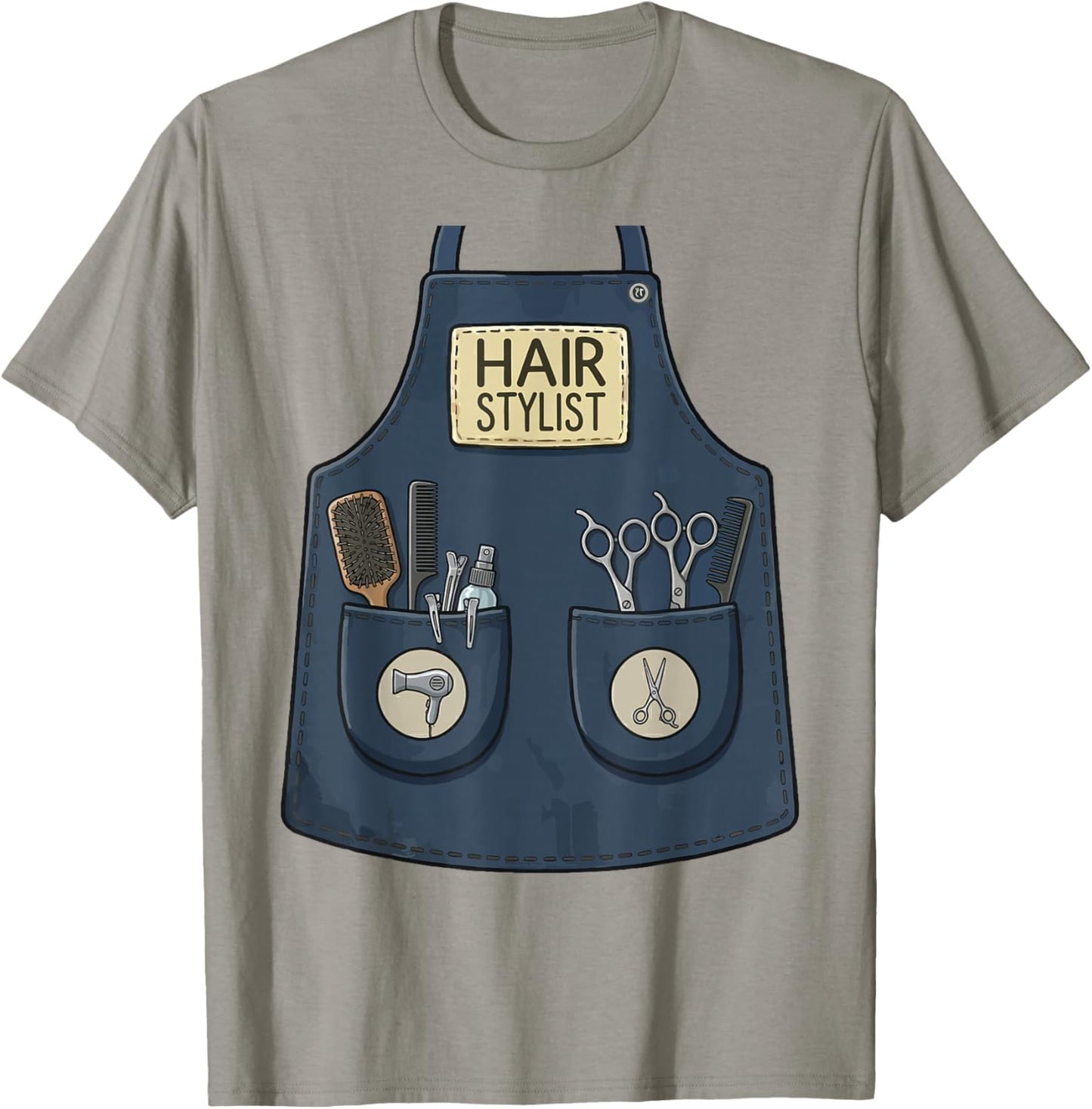 Hair Stylist Funny Hairdresser Apron Cosmetology Costume T-Shirt - T-Shirt | Sand