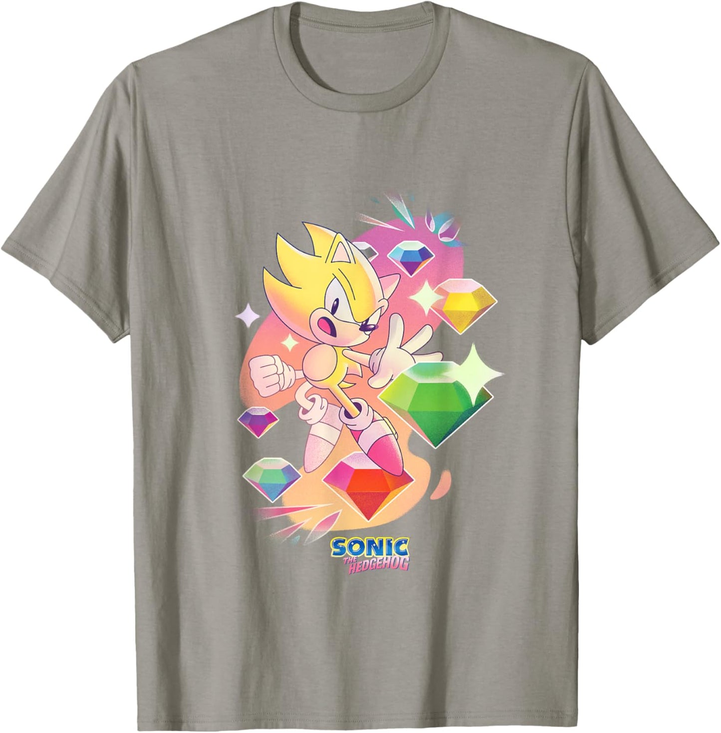 Sonic The Hedgehog Super Sonic Chaos Emeralds Vintage T-Shirt - T-Shirt | Sand